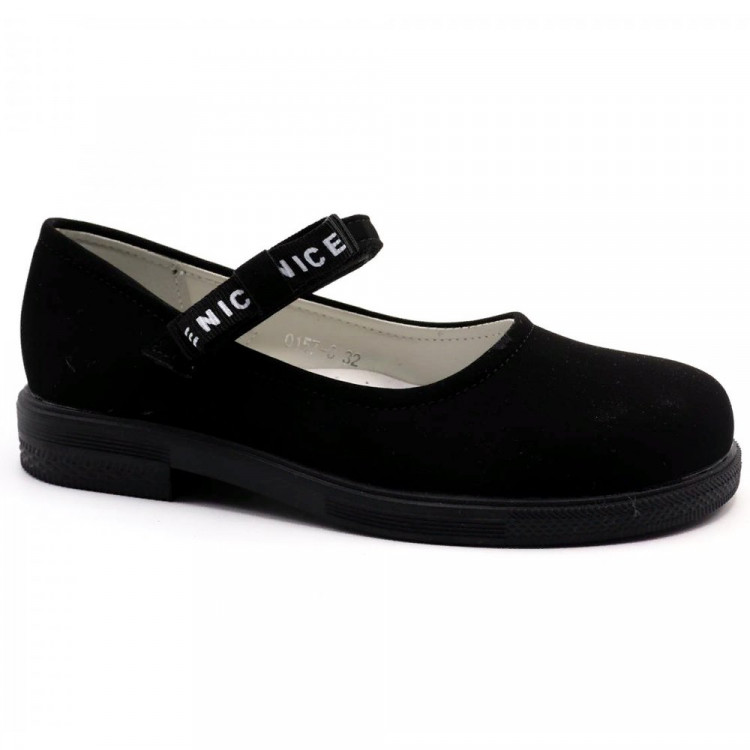 Туфли для девочки (B&G) черные верх-искусственный нубук подкладка-искусственная кожа размерный ряд 32-37 артикул tom-0157-C