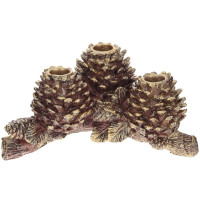 Подсвечник полистоун. "Шишки" 21,5см цв.коричневый/золотой арт.813612