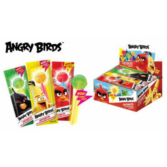 Карамель на свет. палочке  Angry Birds Movie/Три Кота 10 гр (Ст.24)