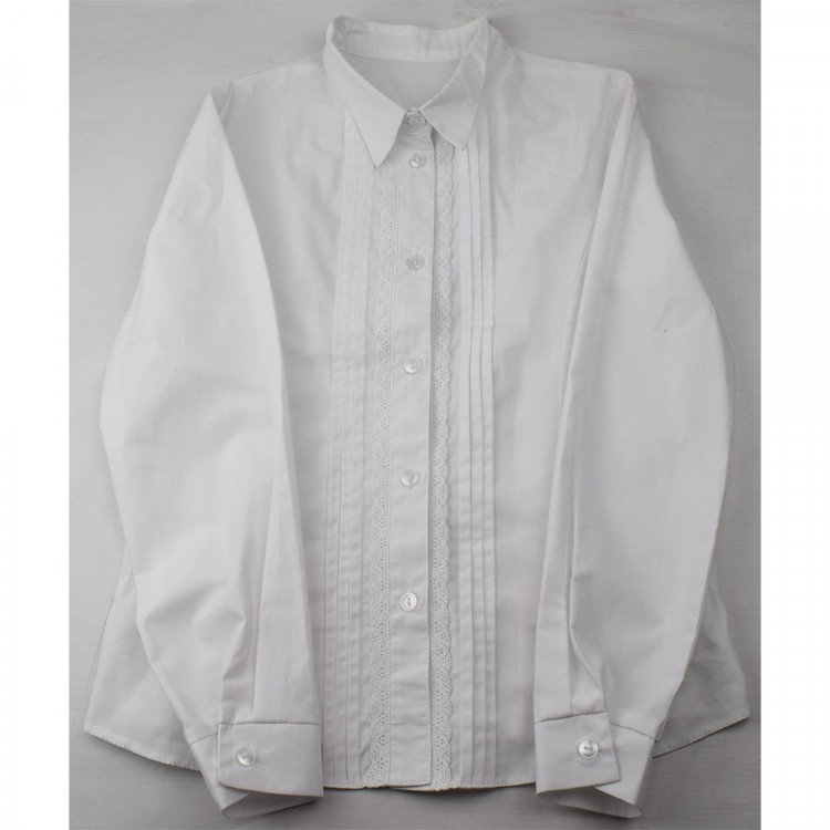 Блузка для девочки (Топтышка) длинный рукав цвет белый арт.5274 размерный ряд 34/134-42/158