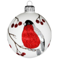 Шар стекло 8,5см "Снегирь в рябине" п/у арт.КУ-85-18238