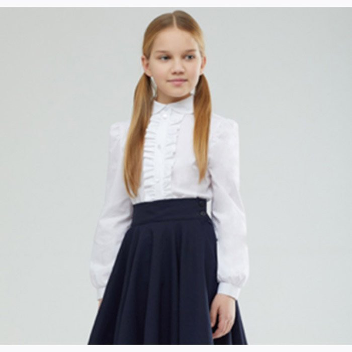 Блузка для девочки (СМЕНА) длинный рукав цвет белый арт.17c133 размер 32/128