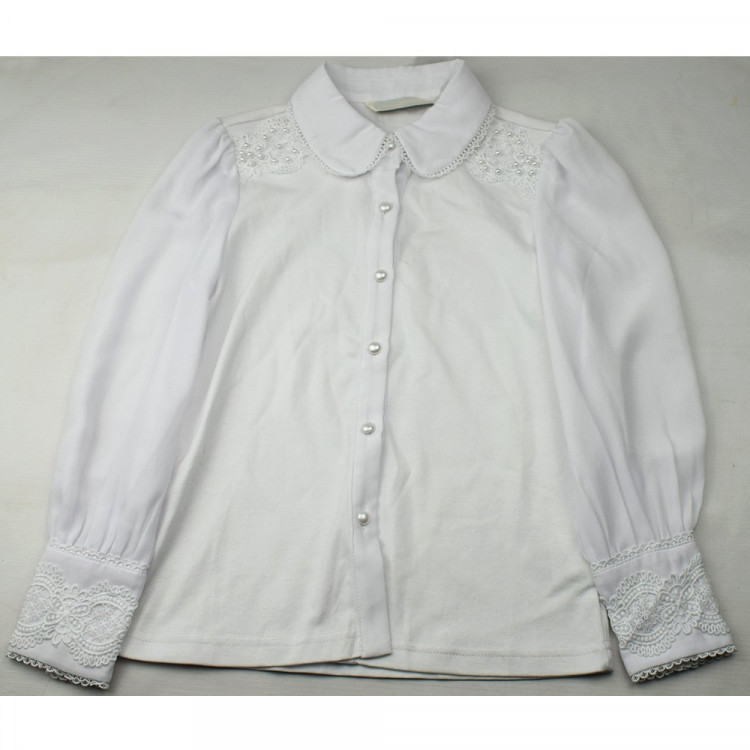 Блузка для девочки (Kevin Young) длинный рукав цвет белый арт.В105126 размерный ряд 30/122-38/146