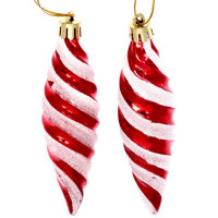 Фигурка на ёлку пластик "Сосулька витая" 10см 02шт/наб. цв.красный арт.916-891