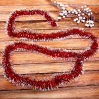 Мишура 7*200см "Фонарик снежный" красный/белый арт.215-373