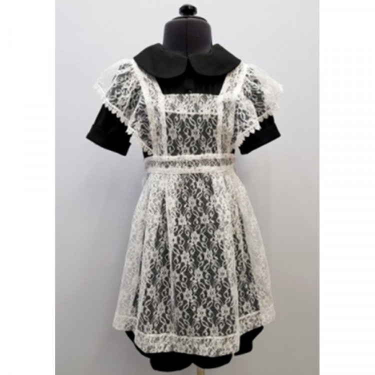 яяяФартук для девочки размерный ряд 30/122-36/140 цвет белый с кружевом