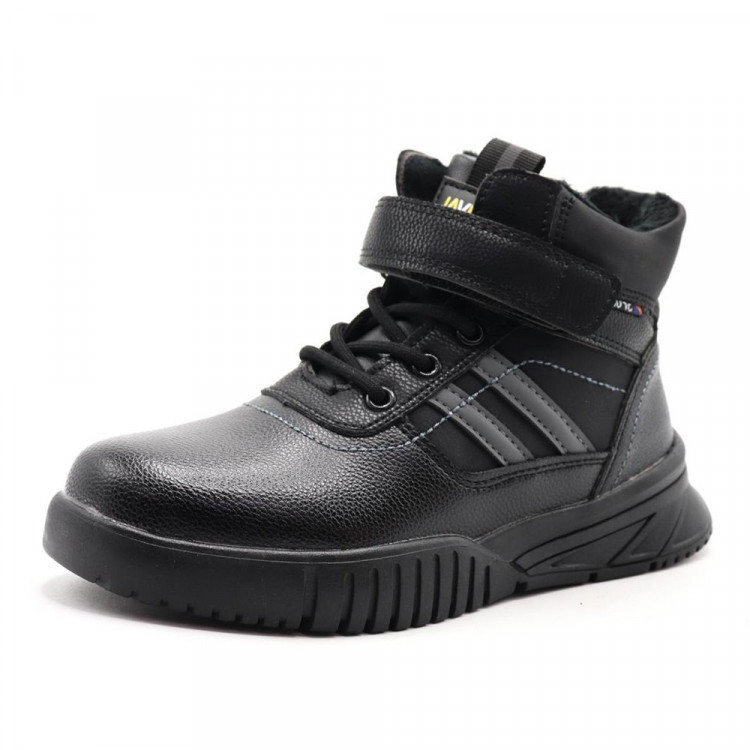Ботинки для мальчика (ЛЕОПАРД) черные верх-искусственная кожа подкладка - текстиль размерный ряд 32-37 арт.ld-3752-7