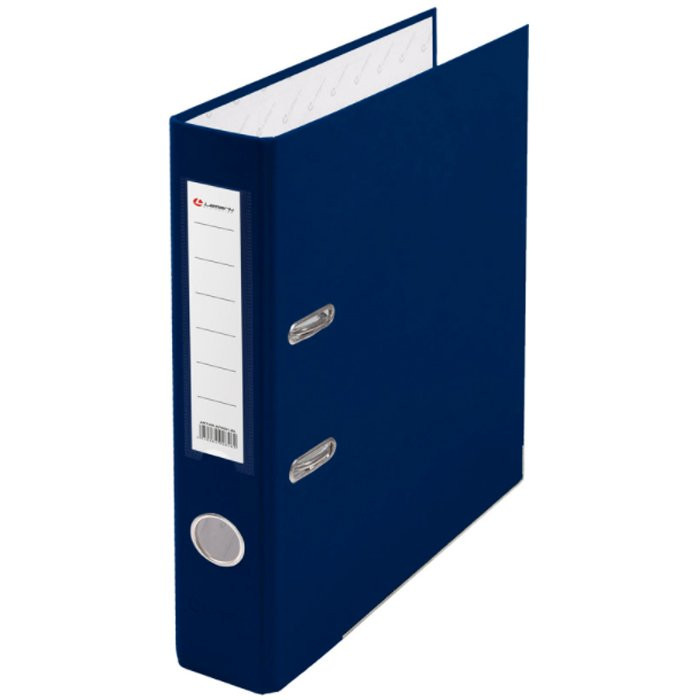 Папка-регистратор 50мм ПВХ с 1 сторонней обтяжкой, металлический уголок, синяя