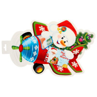 Плакат "Снеговик на самолете" 35*41см арт.10797313