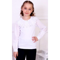 Джемпер для девочки трикотажный (Ликру) длинный рукав цвет белый арт.0090 ФЕЯ размерный ряд 36/146-40/158