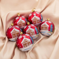 Набор шаров 07см 06шт/наб. "Домики" цв. красный арт.2122958