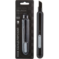 Нож канцелярский 09мм deVENTE TOTAL BLACK металлические направляющие автоматическая система фиксации лезвия арт.4090404