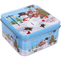 Банка жестяная "Сказочный снеговик" 12*12*6см 900мл арт.894-417