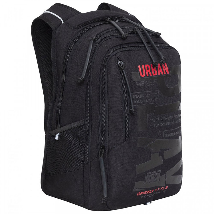 Рюкзак для мальчиков (Grizzly) арт RU-338-3/1 черный-красный 31х42х22 см