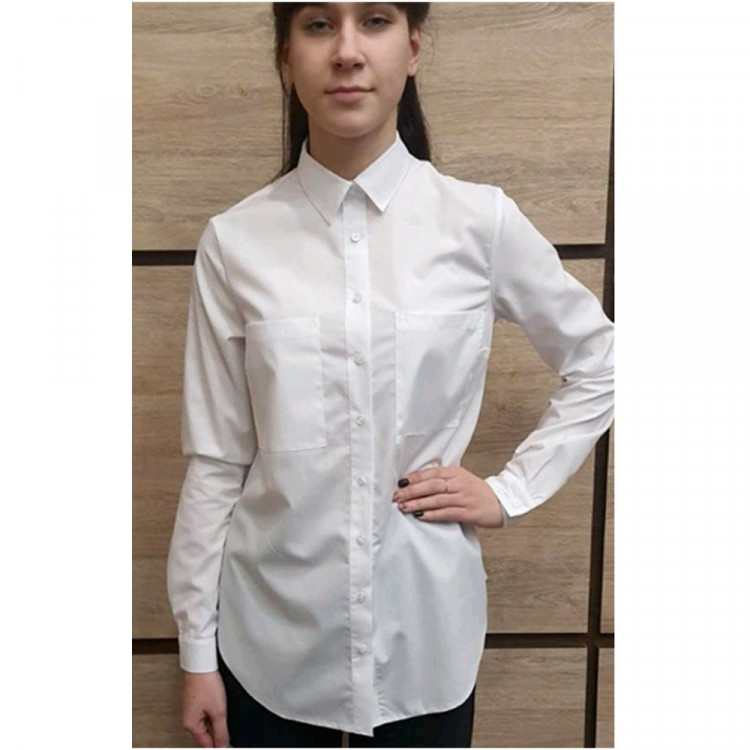 Блузка для девочки (Ажур) длинный рукав цвет белый арт.0070Д размерный ряд 38/152-46/170