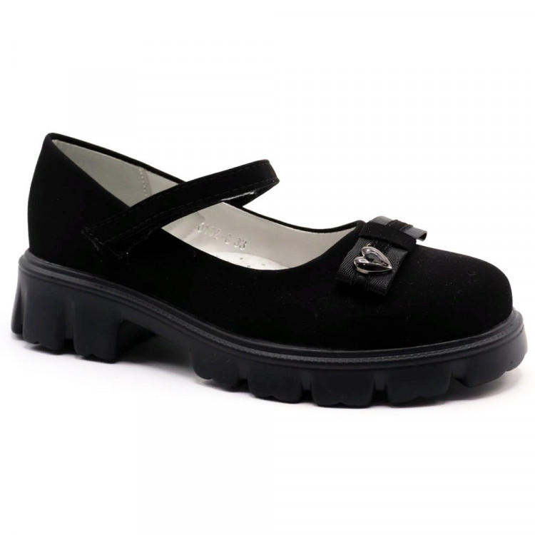 Туфли для девочки (B&G) черные верх-искусственный нубук подкладка-искусственная кожа размерный ряд 33-38 артикул tom-0162-C