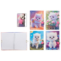 Блокнот А5 твердая обложка на гребне 48 листов (MC Basir) Собачка с замочком ассорти арт.МС-7459