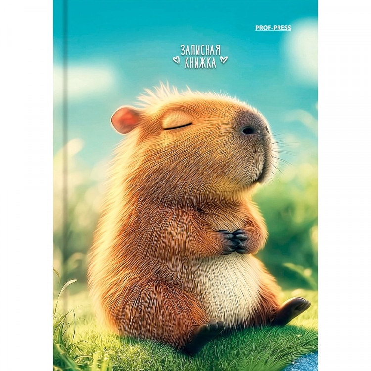 Записная книжка А6 твердая обложка 64 листа (Prof-Press) Милая капибара-2 глянцевая ламинация клетка арт.ЗК64-3029