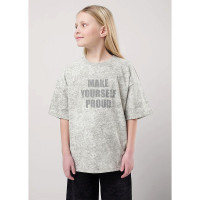 Футболка для девочки арт.CLE 856797/12кдн_п размер 32/128-42/158 цвет молочно-серый