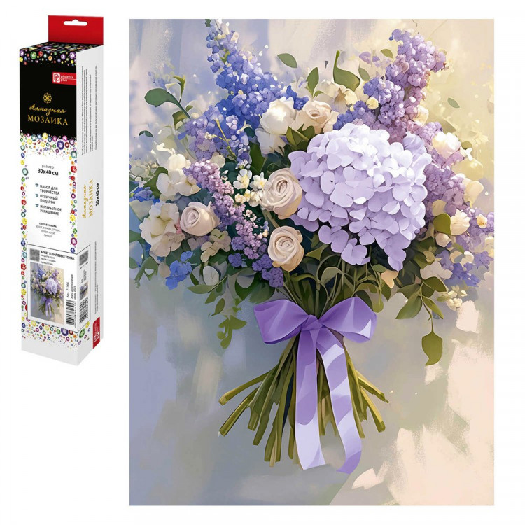 Алмазная мозаика 30х40см (Феникс) Букет в лиливых тонах без подрамника полное заполнение арт.71366