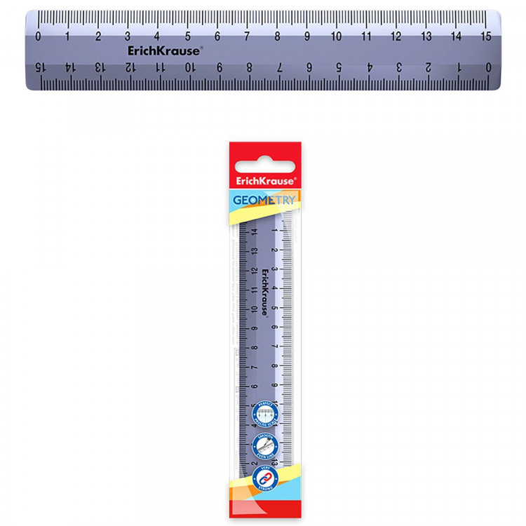 Линейка 15см пластиковая ЕК Ice Metallic, серебряная арт.53856 (Ст.1/20)