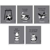 Тетрадь А5 клетка 48 листов скоба (Феникс) Панда-вайб выборочный УФ-лак ассорти арт.70928