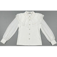 Блузка для девочки трикотажная (Kevin Young) длинный рукав цвет молочный арт.B95090 размерный ряд 30/122-38/146