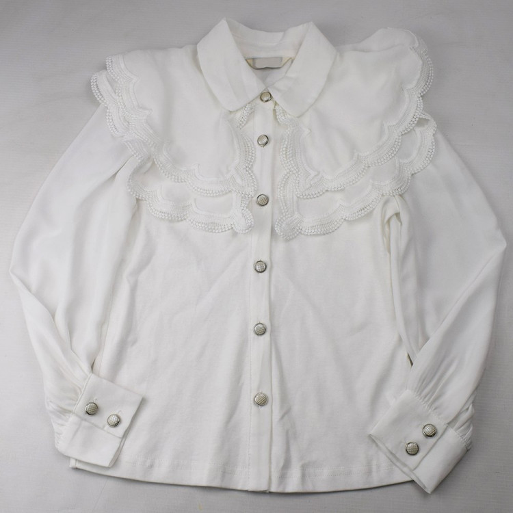 Блузка для девочки трикотажная (Kevin Young) длинный рукав цвет молочный арт.B95090 размерный ряд 30/122-38/146