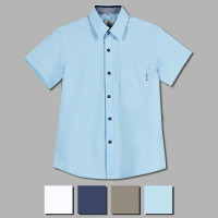 Сорочка детская  (Делорас) короткий рукав цвет темно-голубой арт.71634CS на кнопках