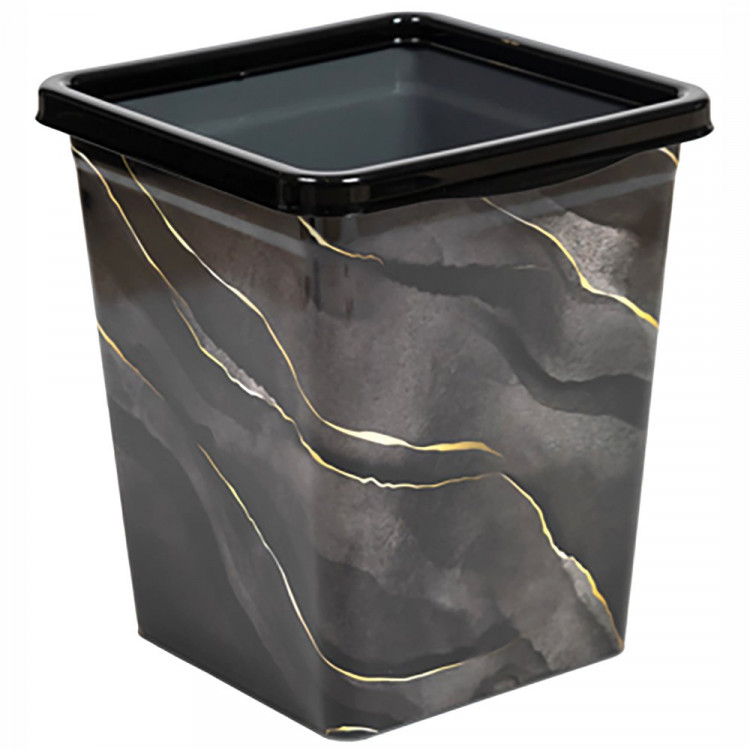 Ведро для мусора пластиковое 8,5л с декором "Черный Мрамор" 940857 Виолет