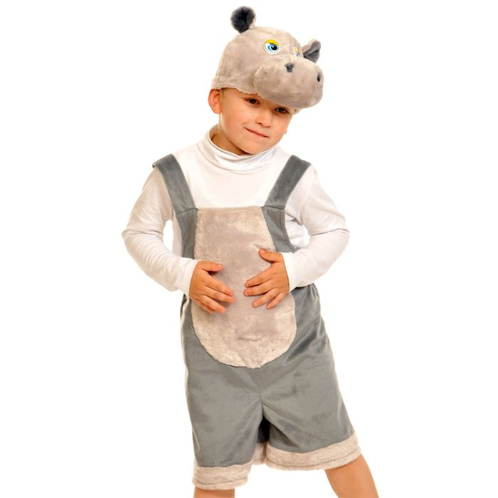 Костюм для мальчика Бегемотик (маска,комбинезон) р.32/122 плюш арт.2073