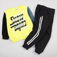 Костюм для мальчика (Bonne baby) артикул 46506 размерный ряд 24/92-28/110 (толстовка+брюки) цвет желтый/черный утепленный