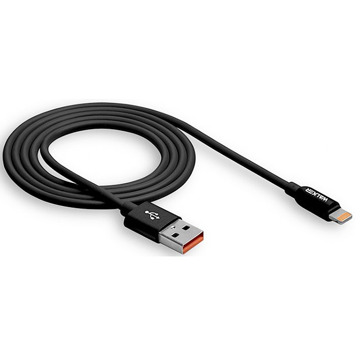 Кабель USB "WALKER" C725 для Apple с металл. разъем (2.4А), черный