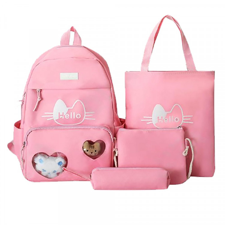 Рюкзак для девочек (SUGE)+сумка+косметичка+пенал розовый арт.CC444_SG5008-1 42х28х14см