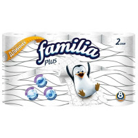 Бумага туалетная 2-сл втулка 8рул/уп 18м белая Familia Plus (Ст.6)