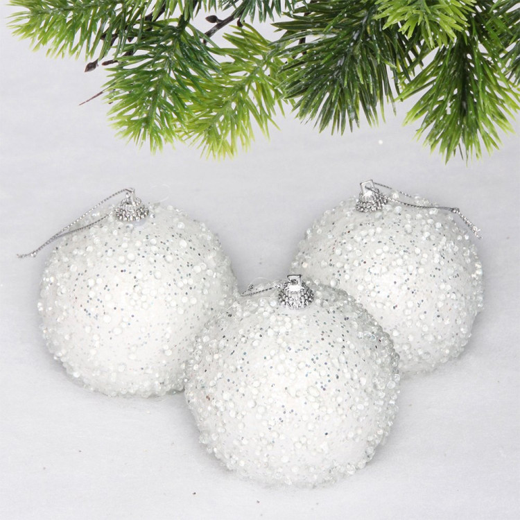 Набор шаров 08см 03шт/наб. "Искра" цв.белый арт.107-6266