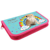 Пенал 1 отделение с откидной планкой (ОНИКС) ПКТ 7-20  МАХ Котенок с радугой 212х135х26мм полиэстер