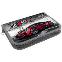 Пенал 1 отделение с откидной планкой (ОНИКС) ПКТ 7-20  Красное авто 190х130мм полиэстер