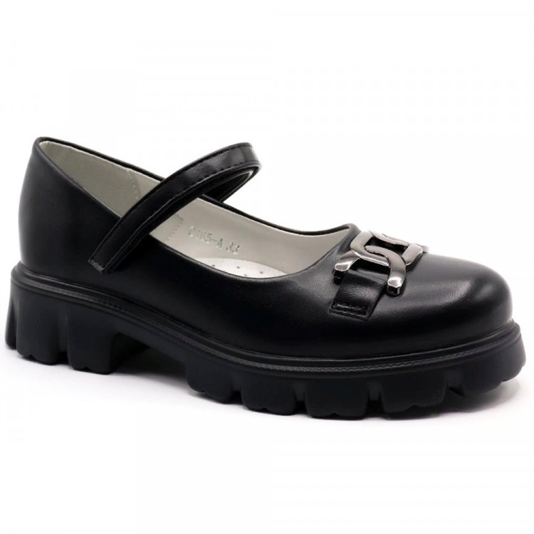 Туфли для девочки (B&G) черные верх-искусственная кожа подкладка-искусственная кожа размерный ряд 33-38 артикул tom-0165-A