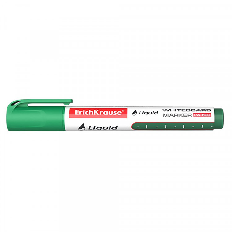Маркер для доски ErichKrause Liquid LW-600 круглый 2,38мм зеленый (жидкие чернила) арт.56096 (Ст.10)