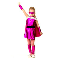 Костюм Д (СУПЕР ГЕРОЙ) Блестка (платье,плащ,манжеты,гольфы,пояс,маска) р.28/110-36/140 ткань арт.500