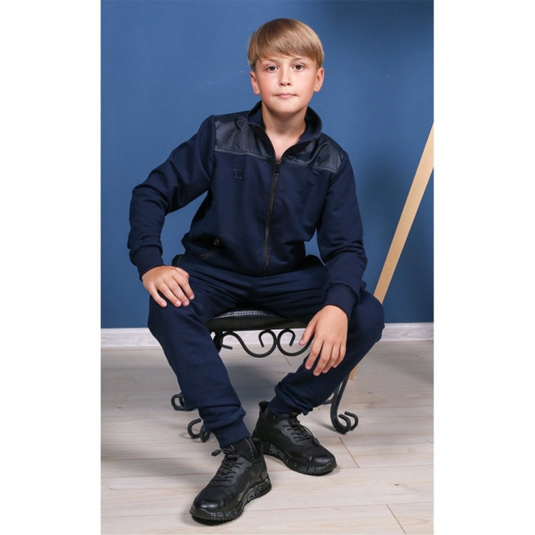 Костюм спортивный для мальчика арт.Т-0220 размер 32/128-38/146 трикотажный цвет синий меланж