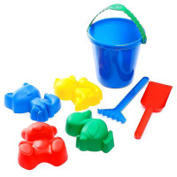 Набор для игры в песок ведёрко, 4 формочки для песка, грабли, лопатка, арт.2881391
