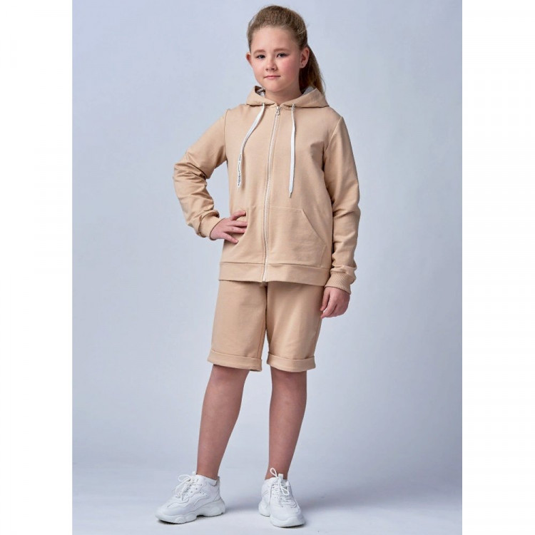 яяяКостюм спортивный для девочки арт.22-10 размер 36/140-42/158 цвет бежевый
