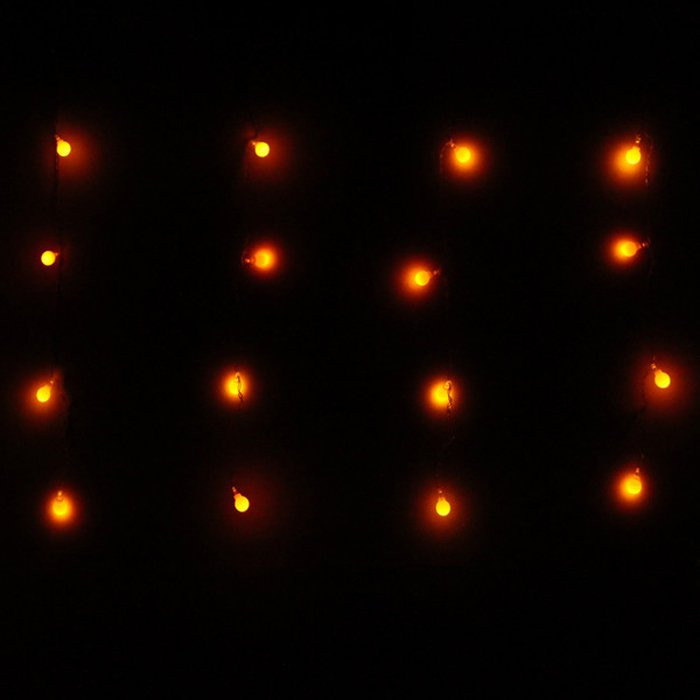 Гирлянда электрическая для дома занавес Бахрома 2,5*0,6м 48LED цвет желтый (светлый провод) 4режимов арт.196-089