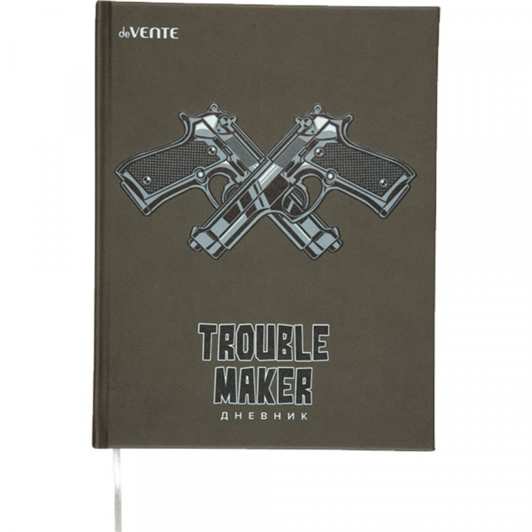 Дневник школьный твердая обложка кожзам (deVENTE) Trouble Maker универсальный блок аппликация шелкография арт.2021263