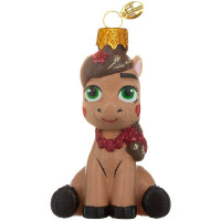 Фигурка на ёлку стекло (серия Символ года) 07см "Пони девочка" цв.коричневый п/уп. арт.ФУП4-2466