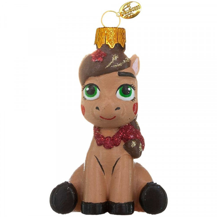 Фигурка на ёлку стекло 07см "Пони девочка" цв.коричневый п/уп. арт.ФУП4-2466