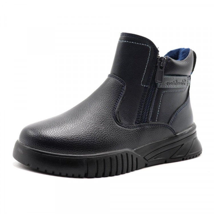 Ботинки для мальчика (ЛЕОПАРД) черные верх-искусственная кожа подкладка - текстиль размерный ряд 32-37 арт.ld-3752-8-2