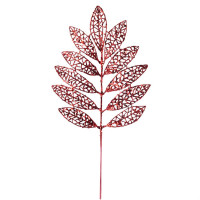 Украшение декоративное "Ветка. Листья пластик" 43см цв.красный арт.91231